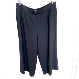 J Crew Plus Size 18 Black Wide Leg Crop Palazzo Gaucho Pocketed Pleated front